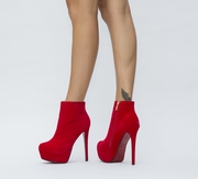 botine elegante rosii ieftine
