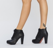 botine negre cu platforma si siret