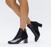botine negre cu platforma si toc gros